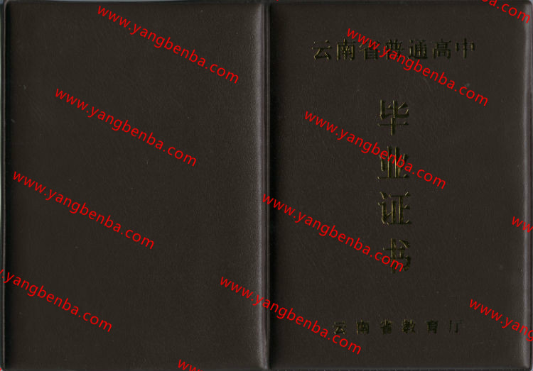 云南省高中毕业证样本
