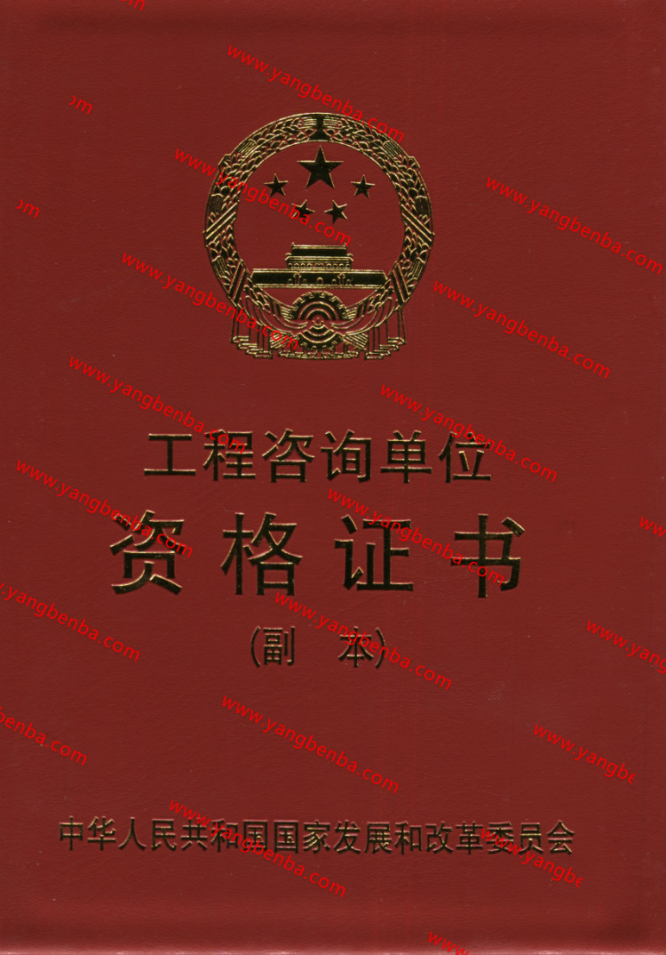 工程咨询单位资格证书样本