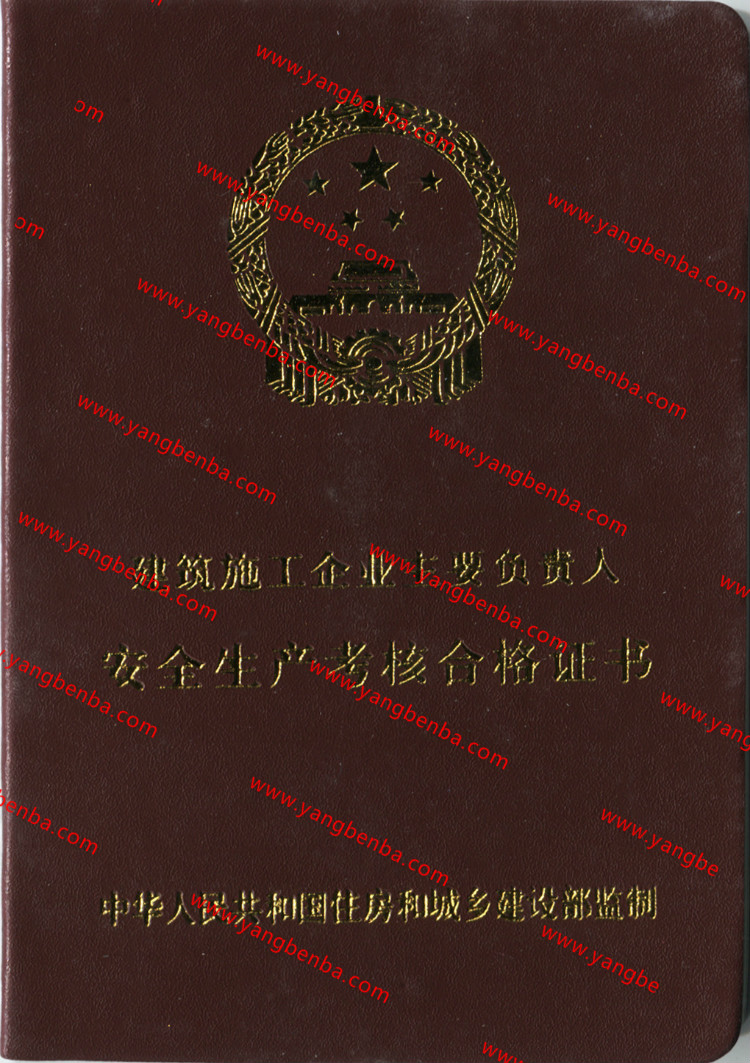 安全生产考核合格证书样本