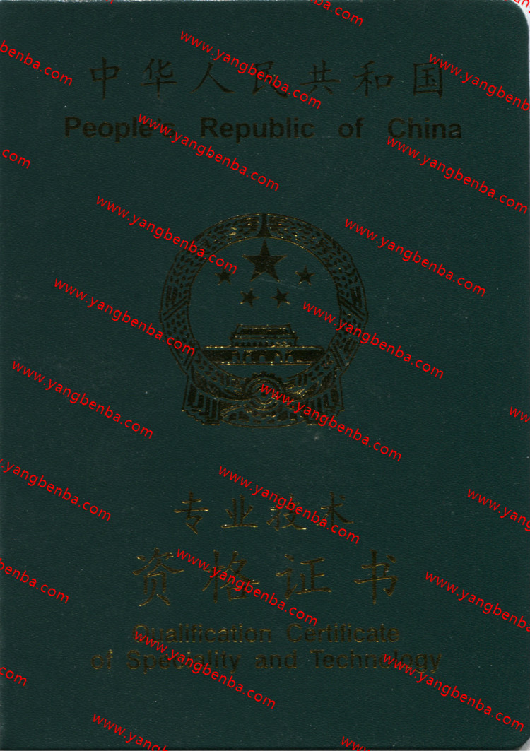 专业技术资格证书样本