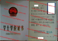 西安电子科技大学学士学位证书样本