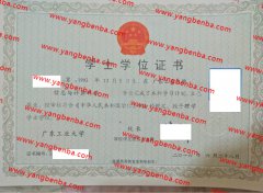 广东工业大学学士学位证书样本