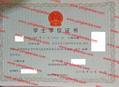 广西大学学士学位证书样本