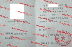 云南省曲靖护理学校中专毕业证样本