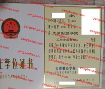 天津财经学院学士学位证书样本