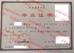 山东现代学院毕业证样本