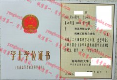 青岛科技大学学士学位证书样本