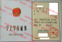 山东轻工业学院学士学位证书样本