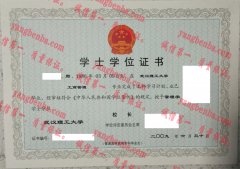 武汉理工大学学士学位证书样本