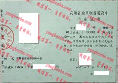 安徽省定远县炉桥中学毕业证样本