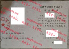 安徽省南陵县博文中学毕业证样本