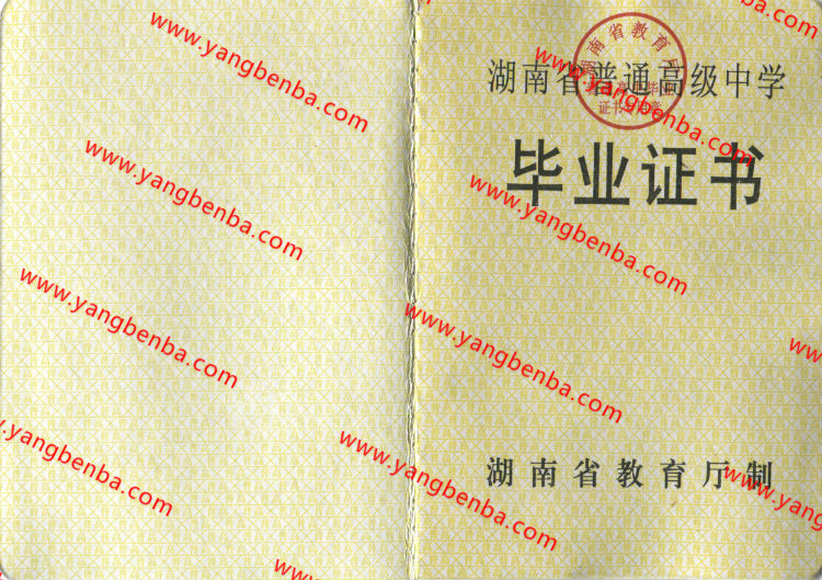 湖南省高中毕业证样本内页