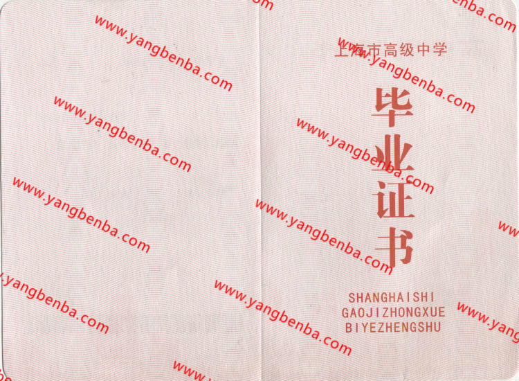上海市高中毕业证样本内页