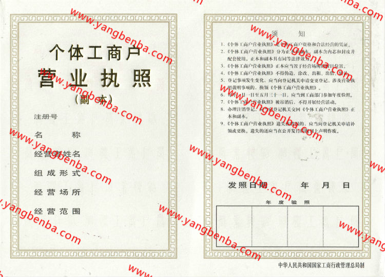 个体营业执照副本