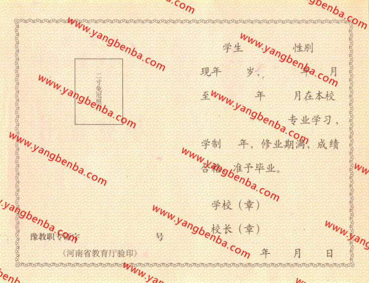 河南省中专毕业证样本内页3