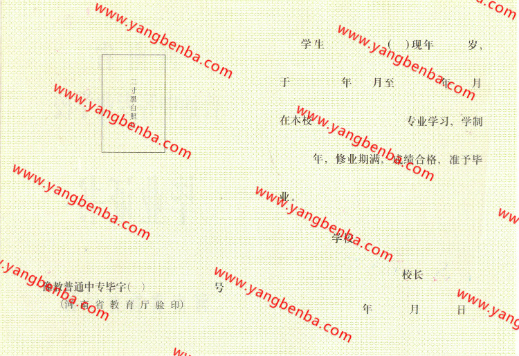 河南省中专毕业证样本内页2
