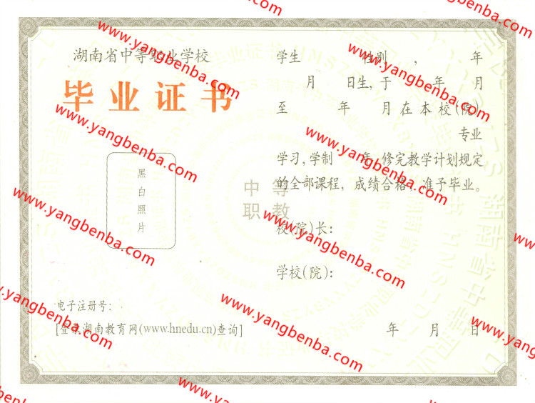 湖南省中专毕业证样本内页3