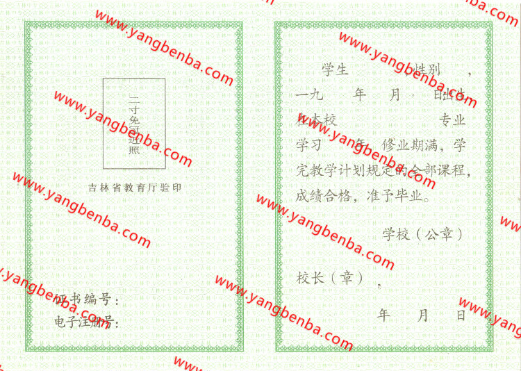 吉林省中专毕业证样本内页4