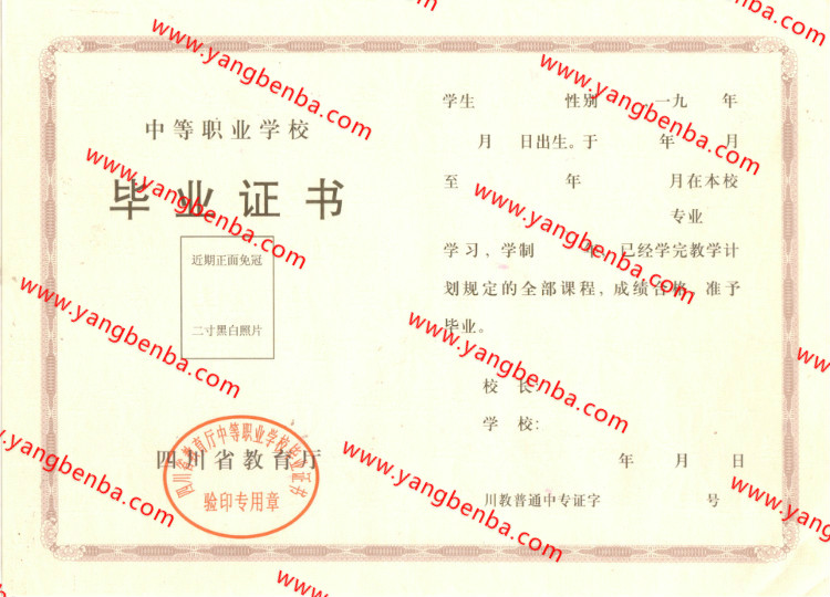 四川省中专毕业证样本内页4