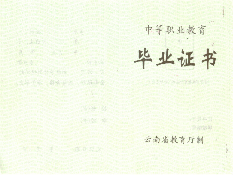 云南省中专毕业证样本内页5