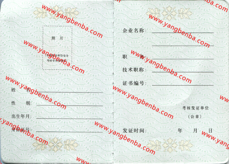 安全生产考核合格证书样本内页5