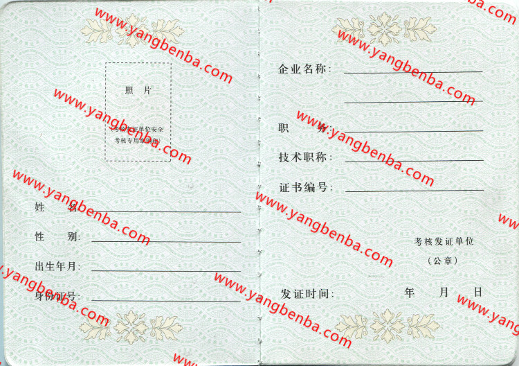 安全生产考核合格证书样本内页8