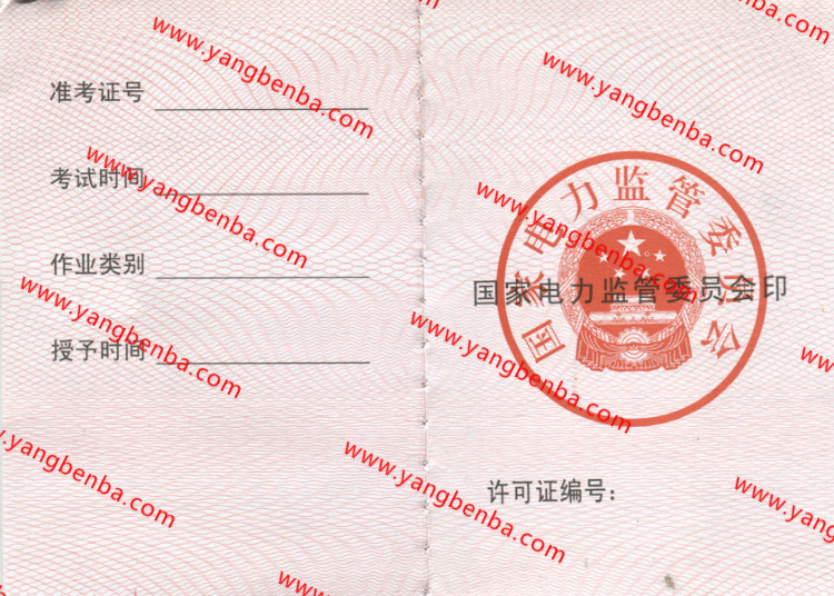 电工进网作业许可证样本内页3