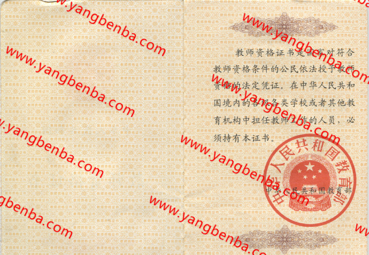 教师资格证样本内页11