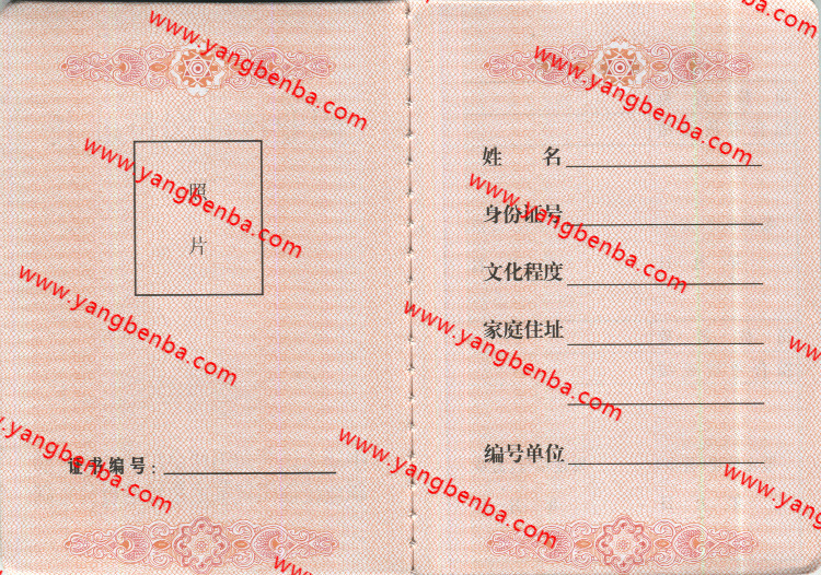 职业技能岗位证书样本内页2