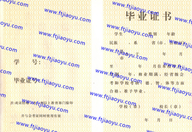 湖北省高中毕业证样本