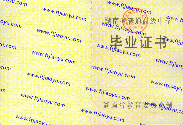 湖南省各市高中毕业证样本