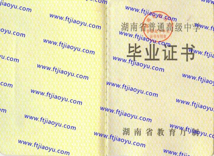 湖南省各市高中毕业证样本