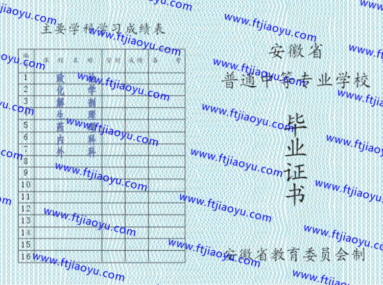安徽省中专毕业证样本
