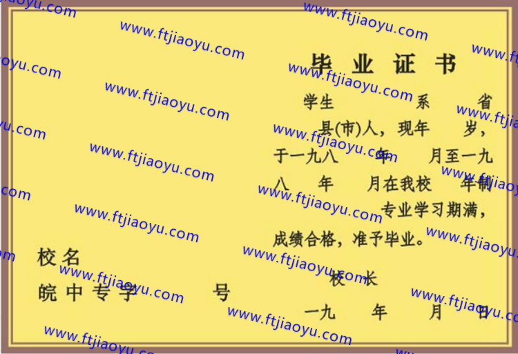 安徽省中专毕业证样本