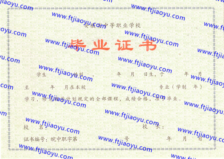 安徽省中专毕业证样本
