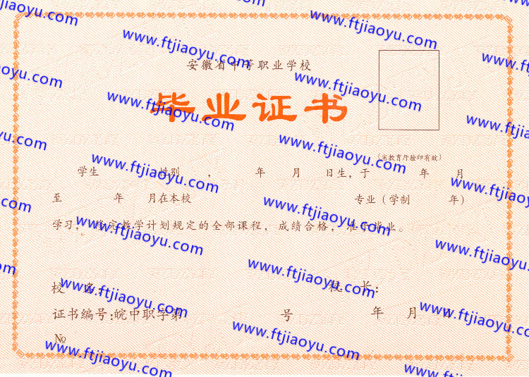 安徽省中专毕业证样本