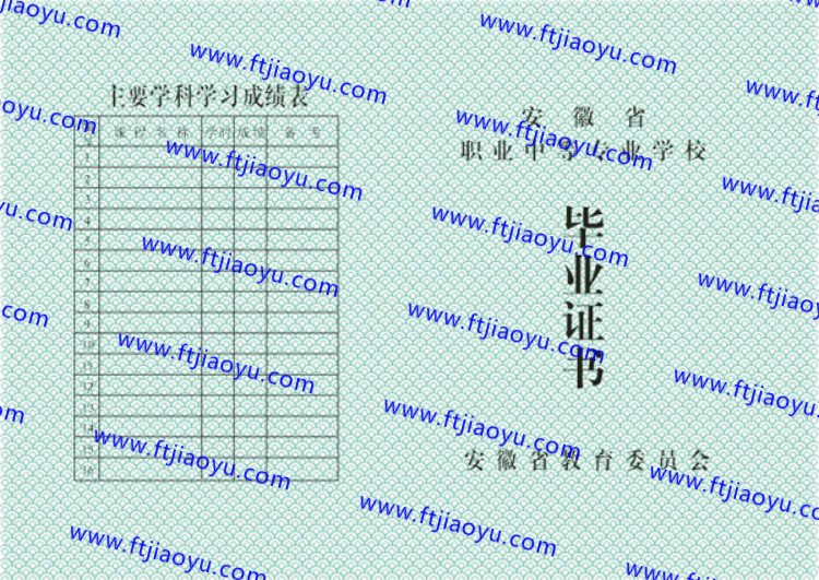安徽省中专毕业证样本