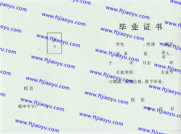 安徽省中专毕业证样本