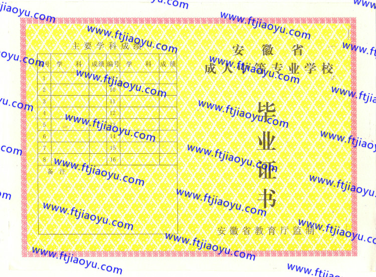 安徽省中专毕业证样本