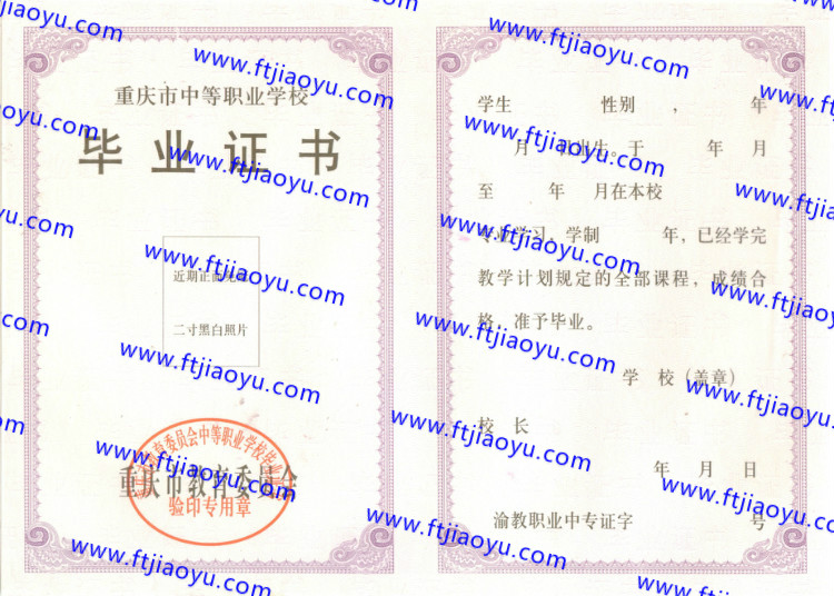 重庆市中专毕业证样本