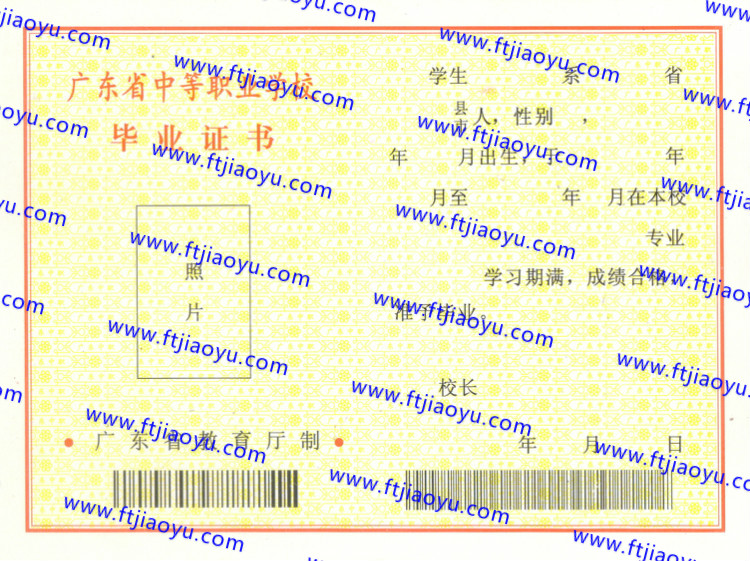 广东省中专毕业证样本