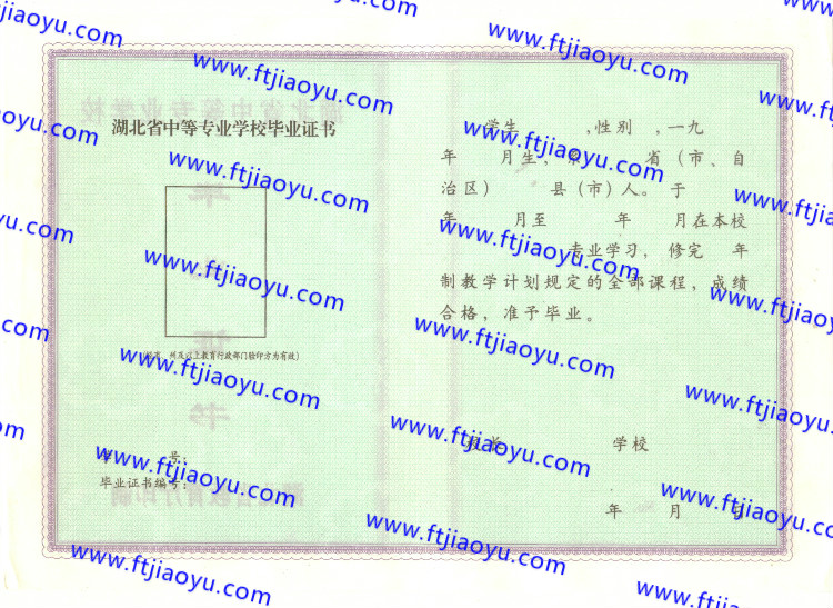 湖北省中专毕业证样本