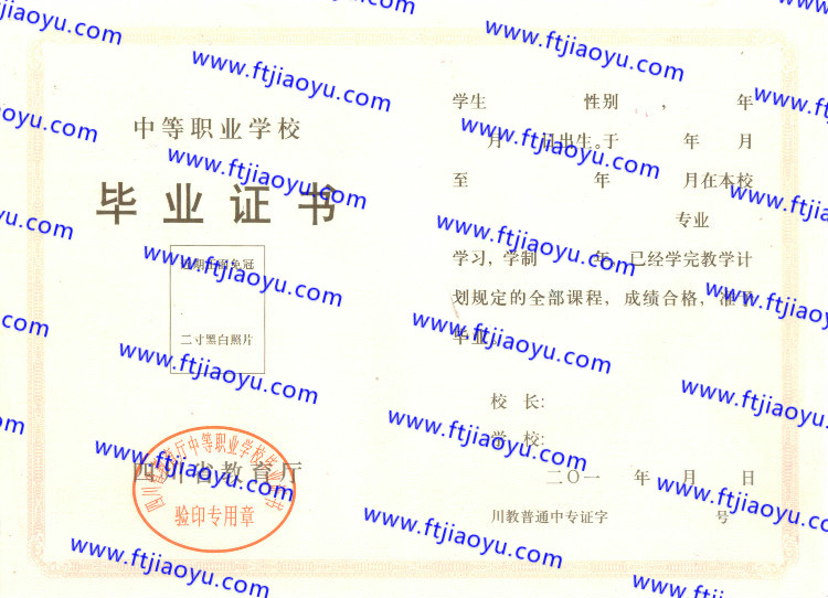 四川省中专毕业证样本