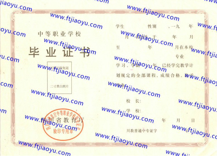 四川省中专毕业证样本