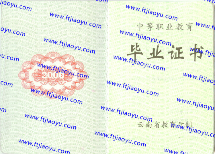 云南省中专毕业证样本