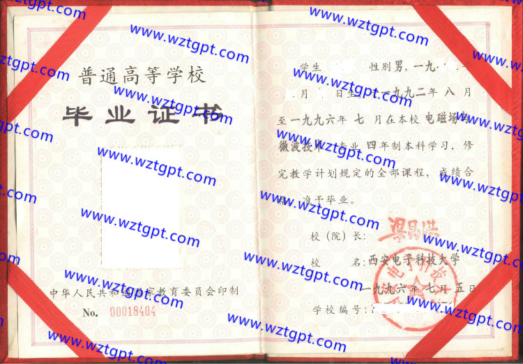 电子科技大学毕业证样本