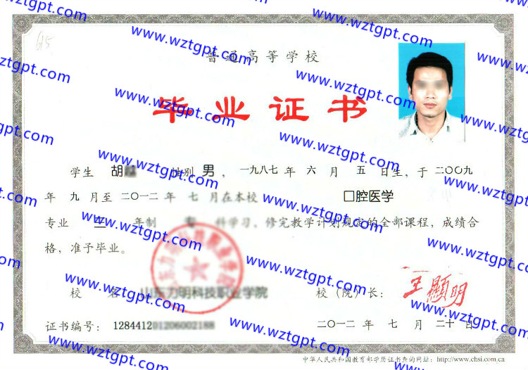 山东力明科技职业学院毕业证样本