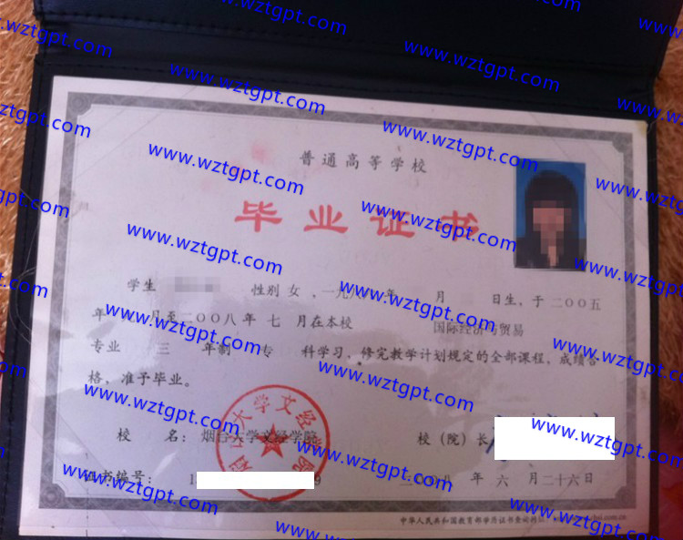 烟台大学文经学院毕业证样本