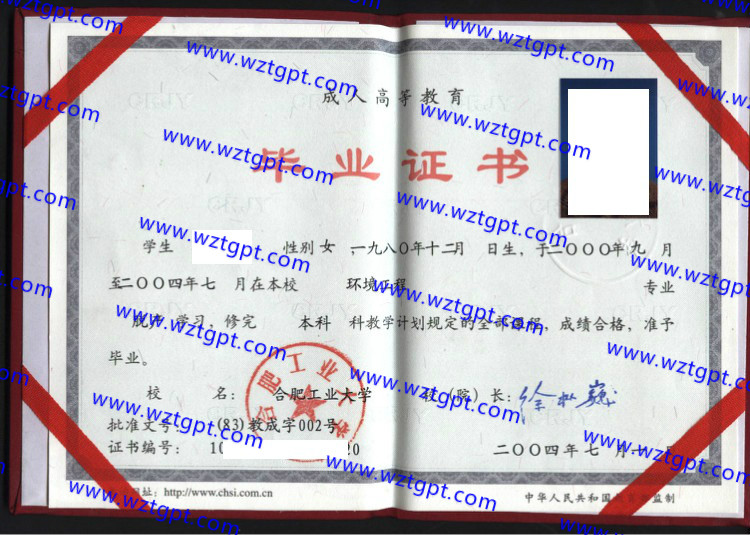 合肥工业大学毕业证样本