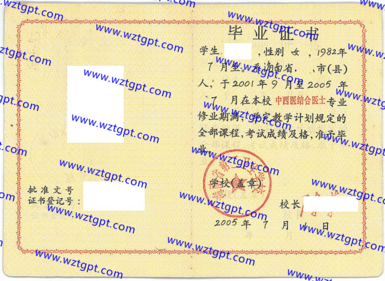 海南省第二卫生学校中专毕业证样本